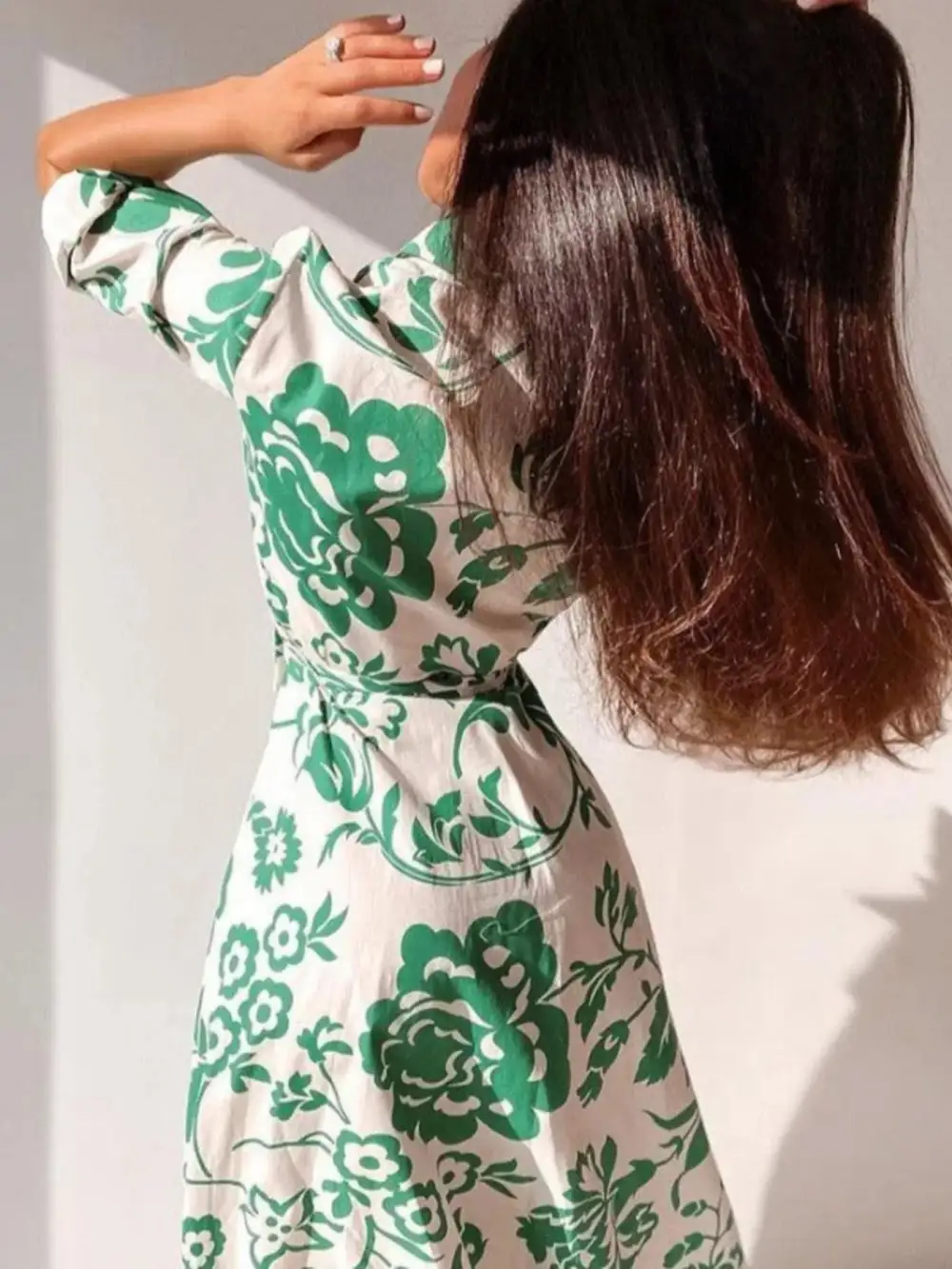 Wearable Cut Printed Tie Waist Shirt Dress
