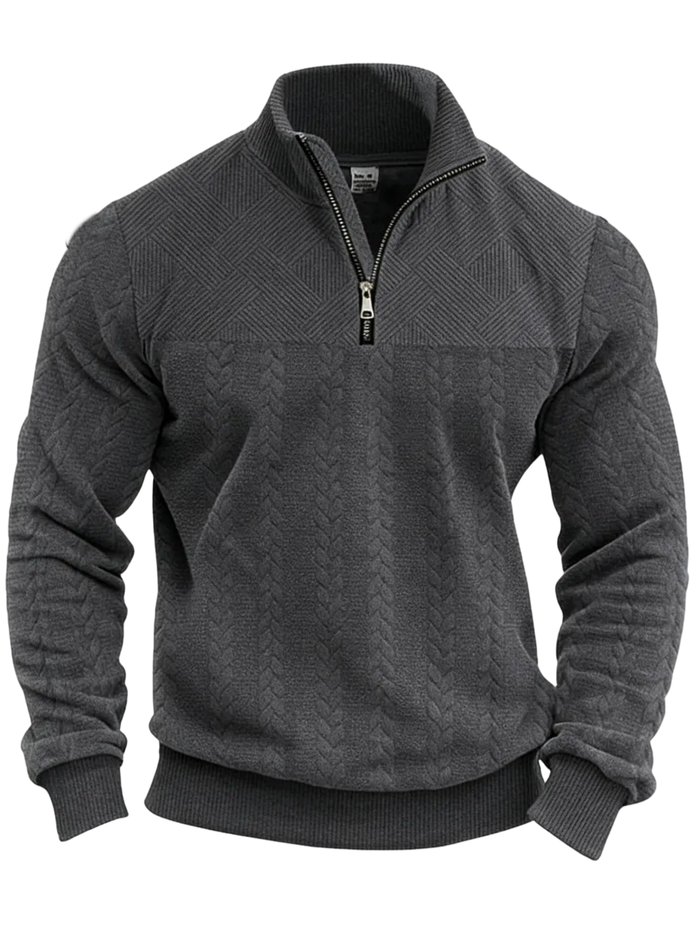 Men's solid color half-zip stand collar sweater