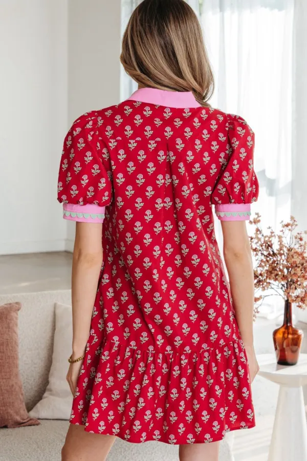 Print Ruffle Hem Mini Dress