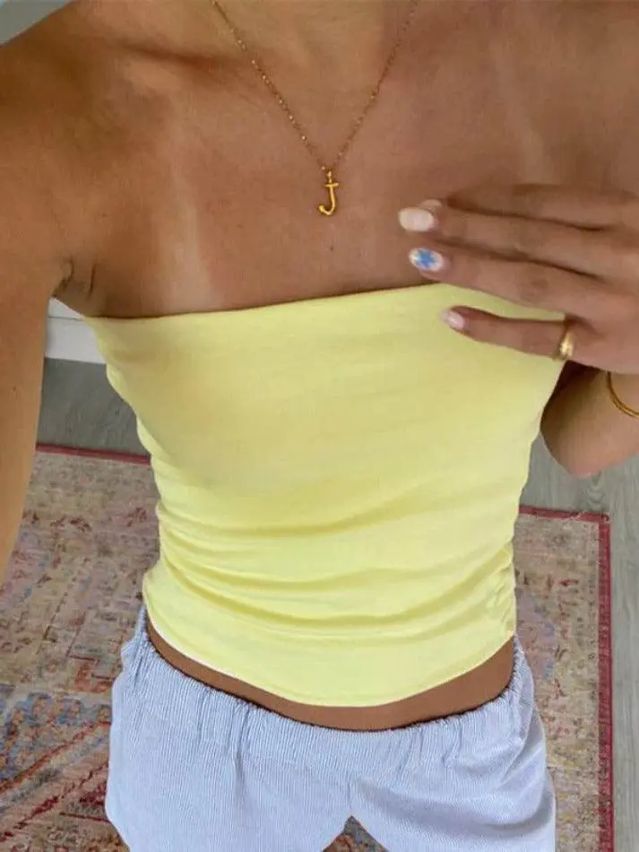 Striped Slim Bandeau Tube Top