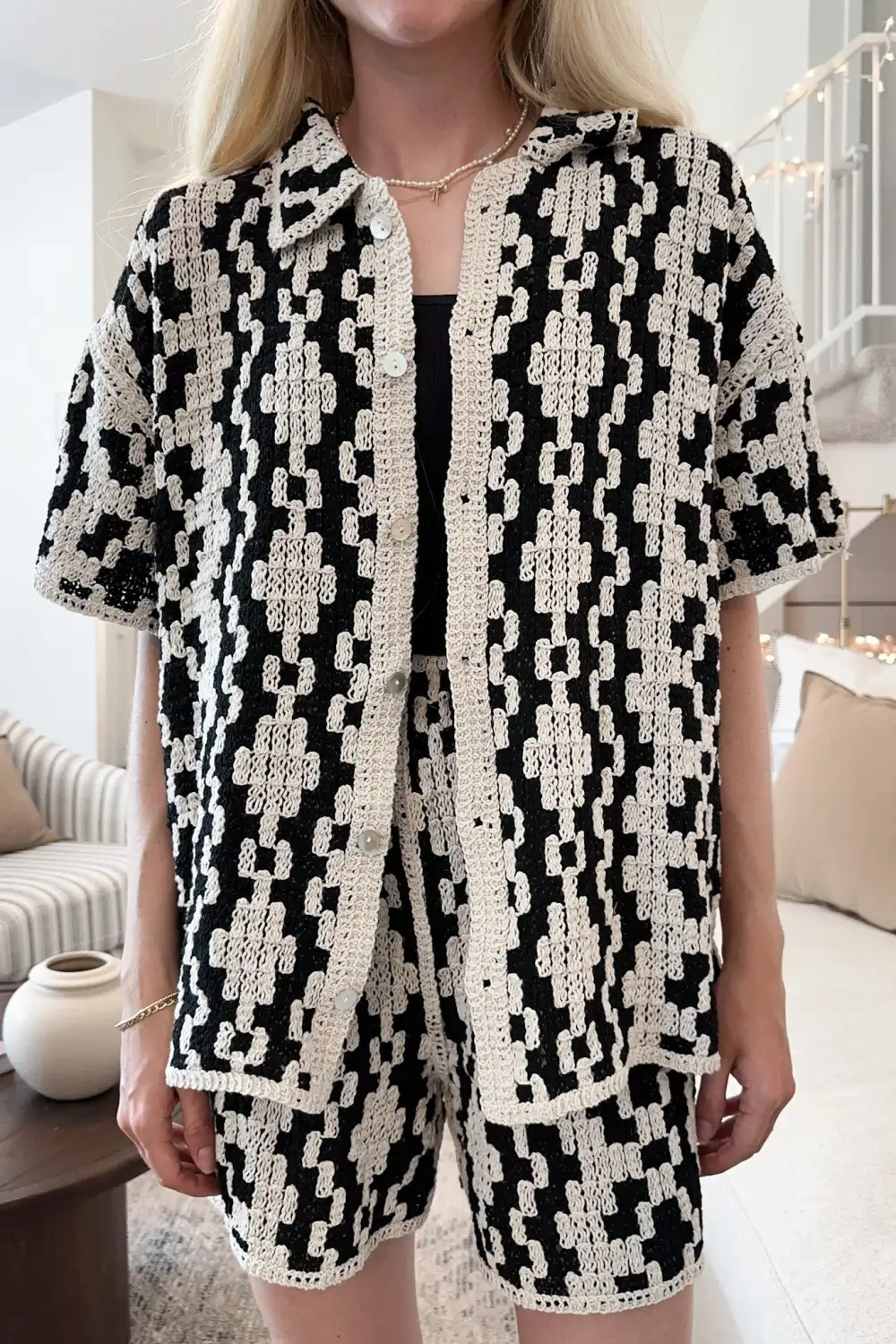 Soft Structure Cotton Crochet Shorts