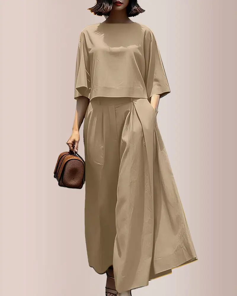 Effortless Drape Two-Piece Wide Leg Lounge Set