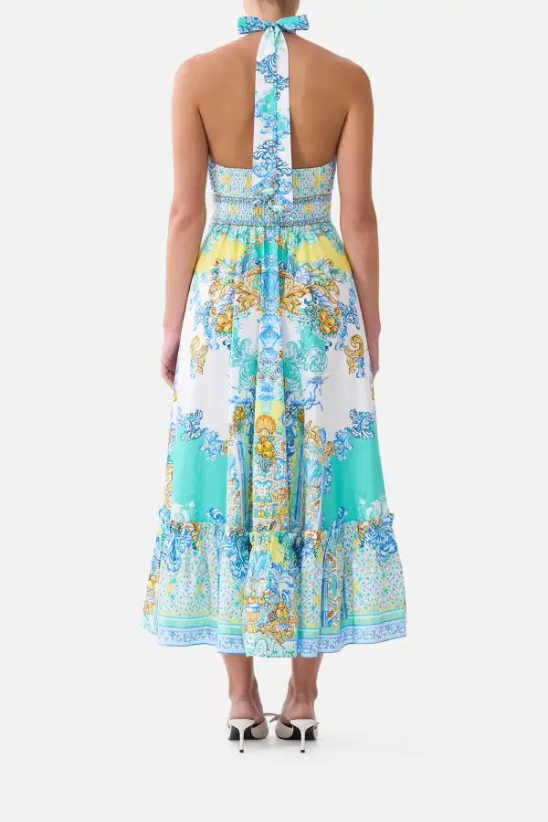 Ruffle Neck Halter Dress