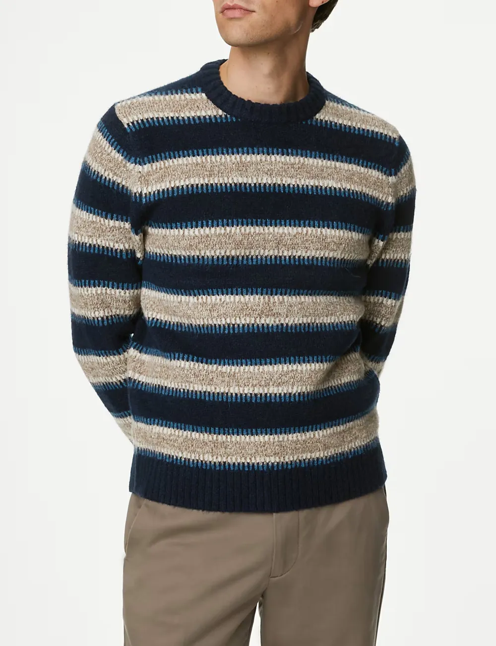 Navy Mix Striped Knit Sweater