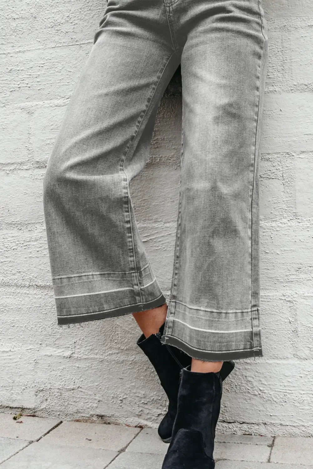 Straight Leg Loose High Waist Raw Jeans