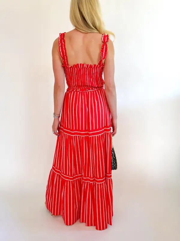 Printed Striped Maxi Skirt