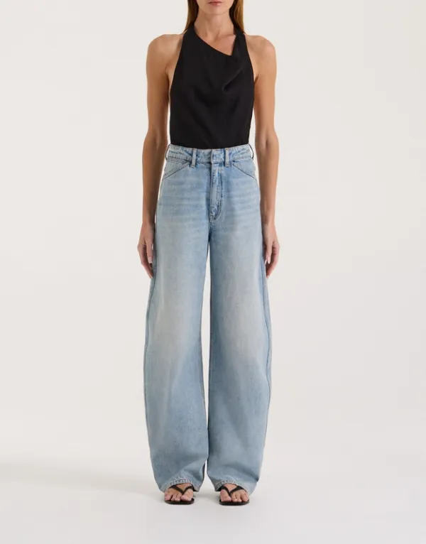 Vintage Blue High-Rise Bow Leg Jeans