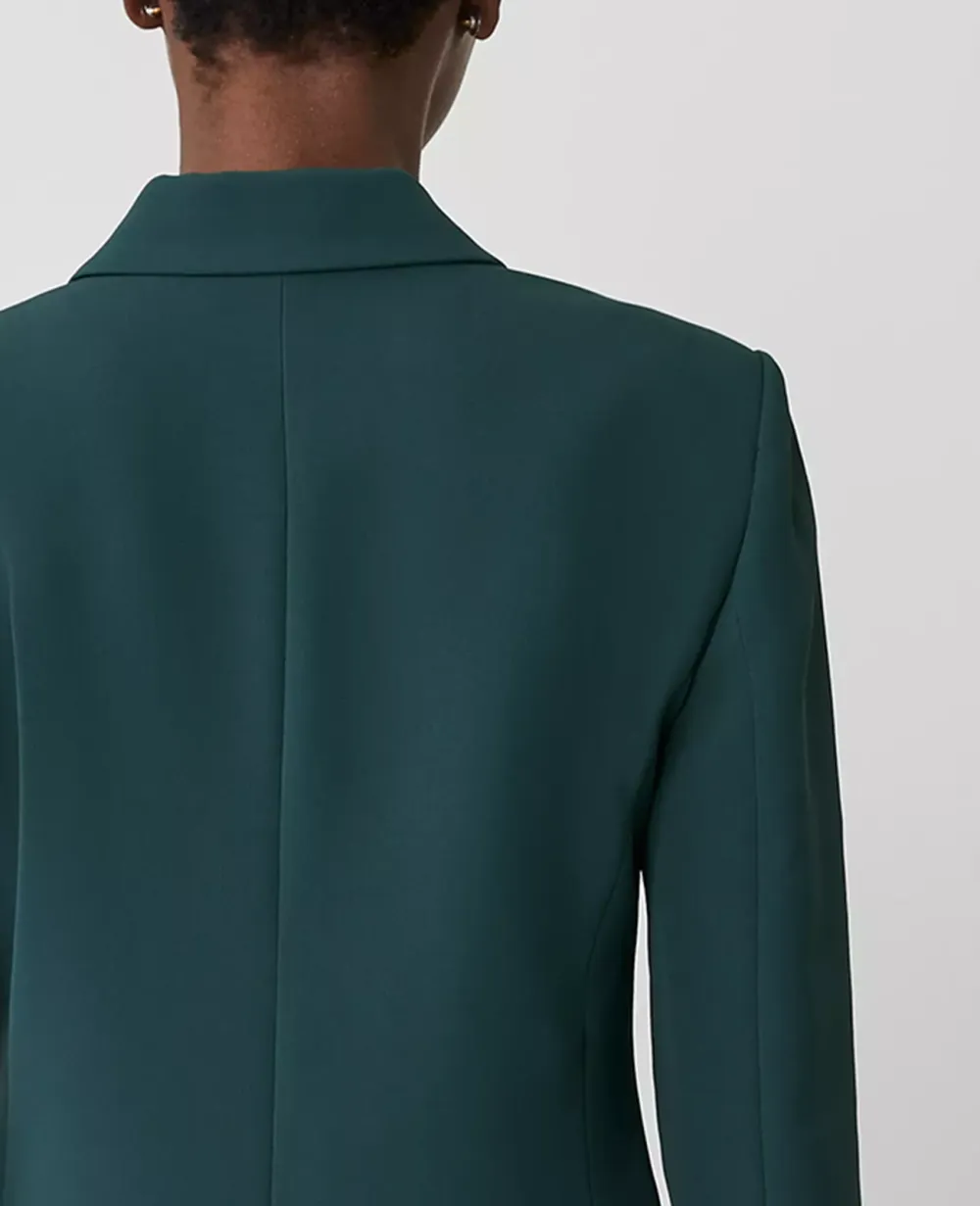 The Long Notched Two Button Blazer In Fluid Crepe