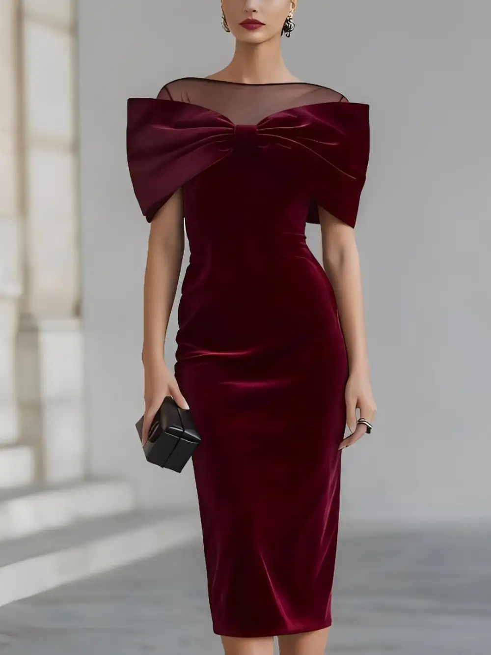 Refined Women's Velvet Midi Dress