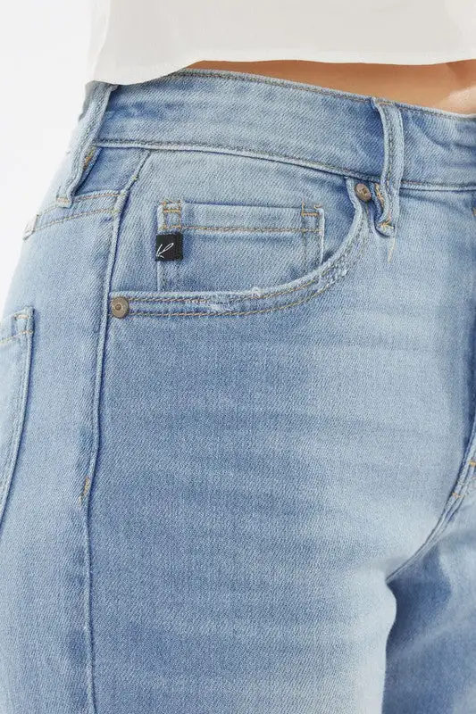 Light Wash Distressed Straight Leg Jeans