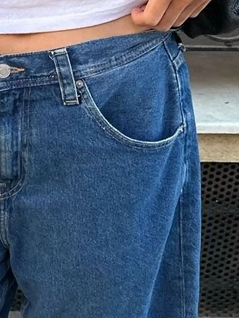 Textured High Waist Denim Shorts with Pockets