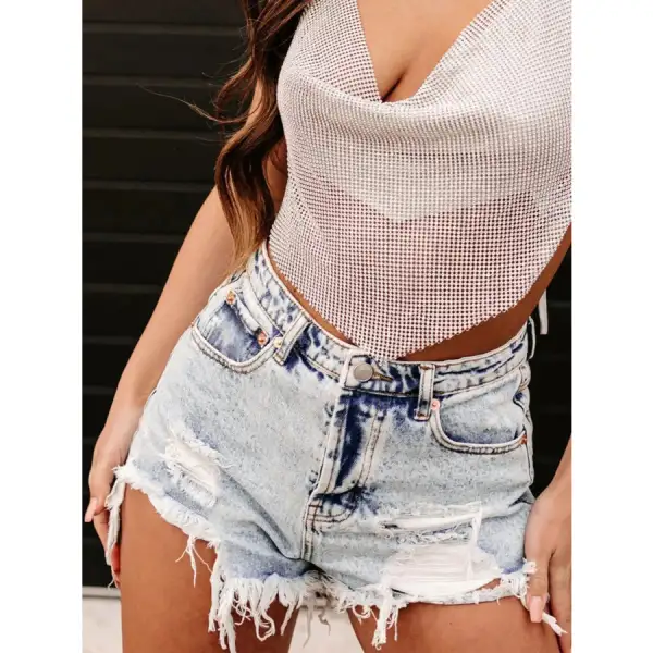 Weekend Raw Hem Frayed Hem Frayed Distressed Shorts