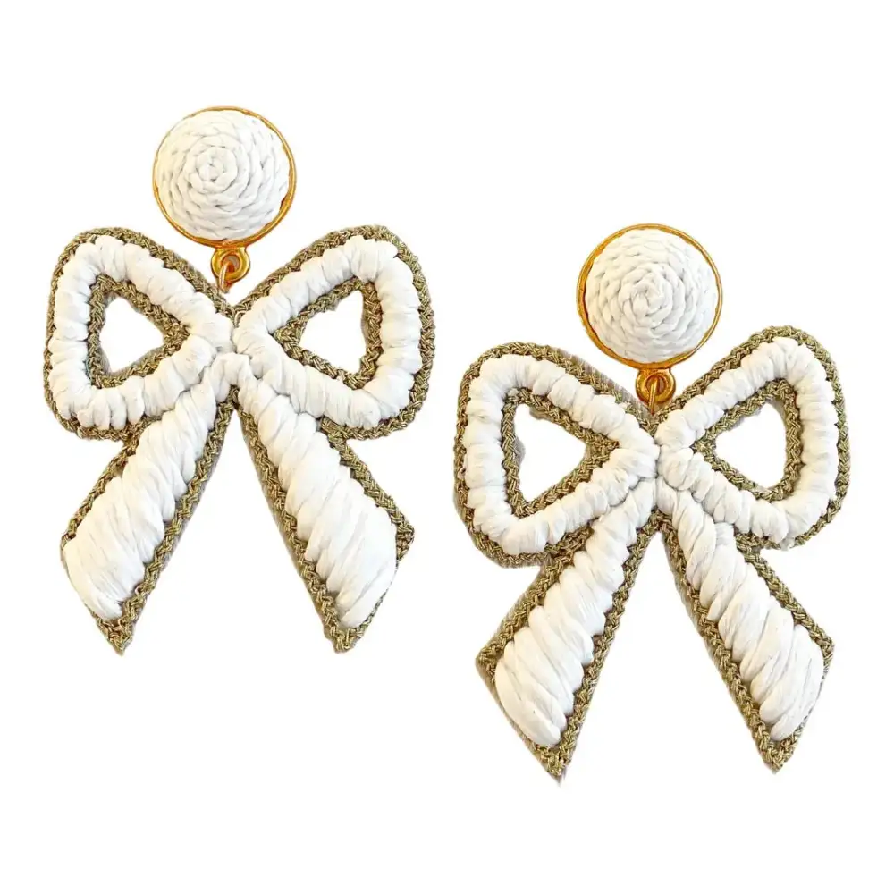 Scalloped Bow Raffia Earrings