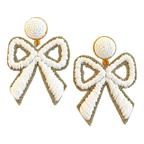 Scalloped Bow Raffia Earrings