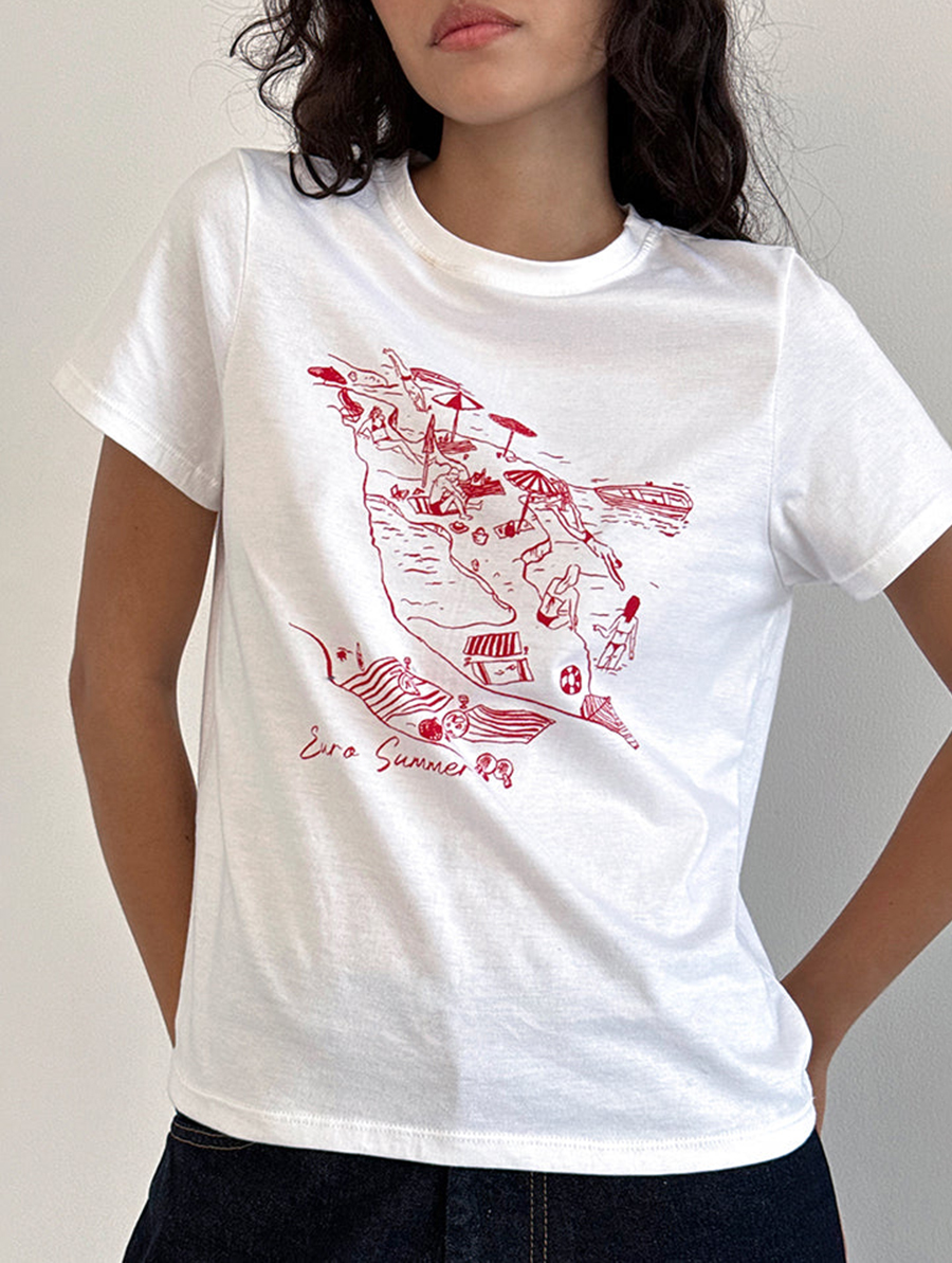 Royal Red Euro Summer White Tee