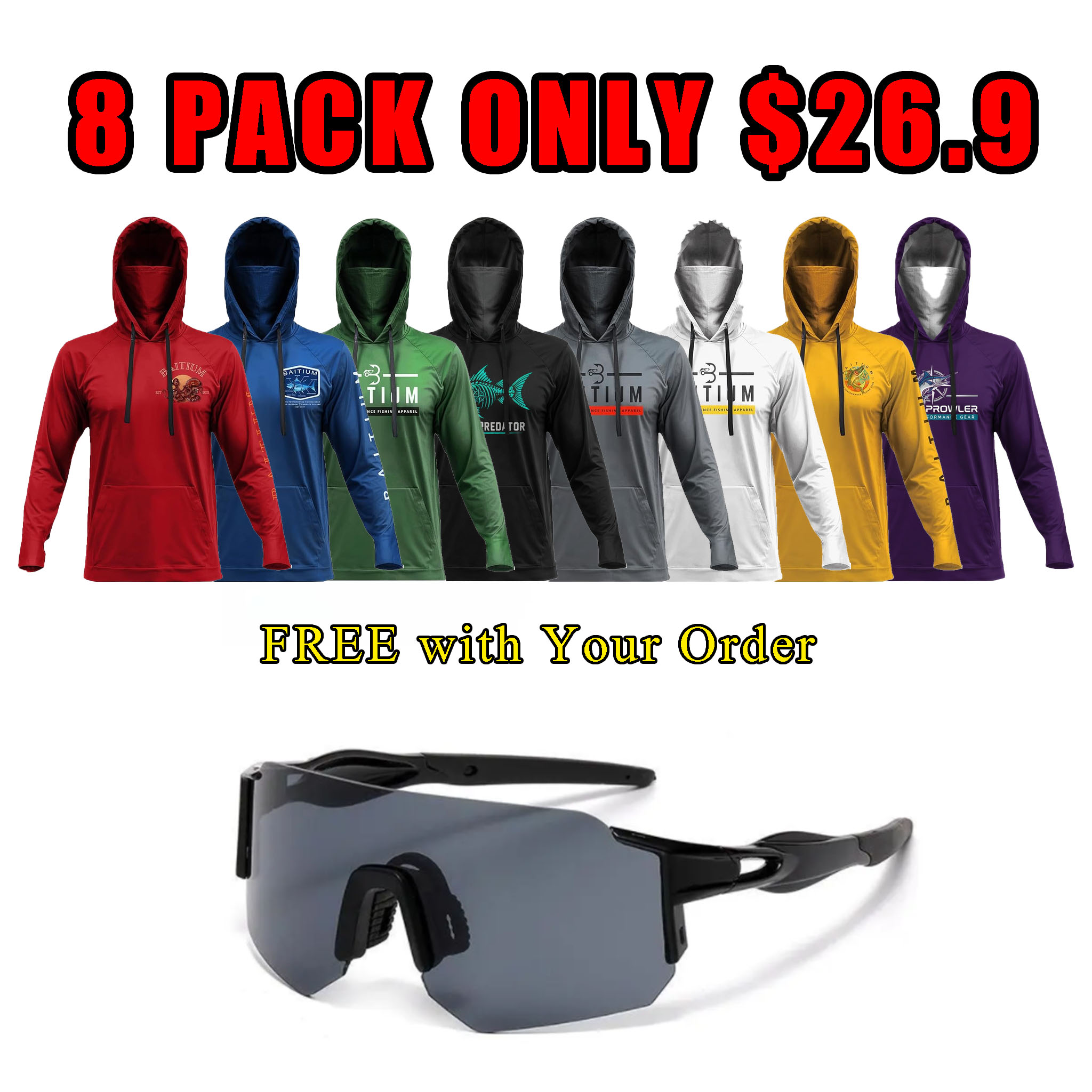 Fishing Shirts for Men Hooded Long Sleeve – UV Sun Protective T-Shirt Tee