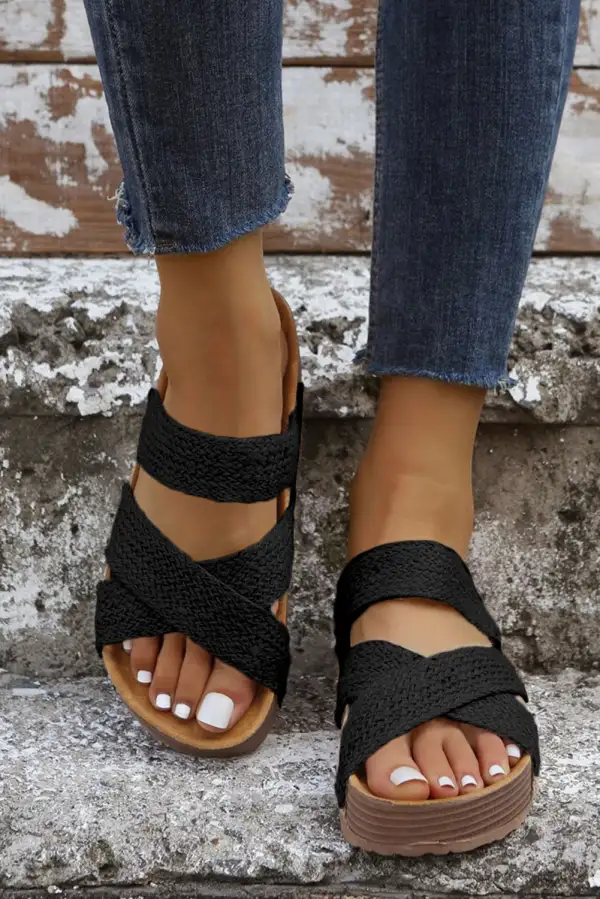 Woven Crisscross Platform Sandals