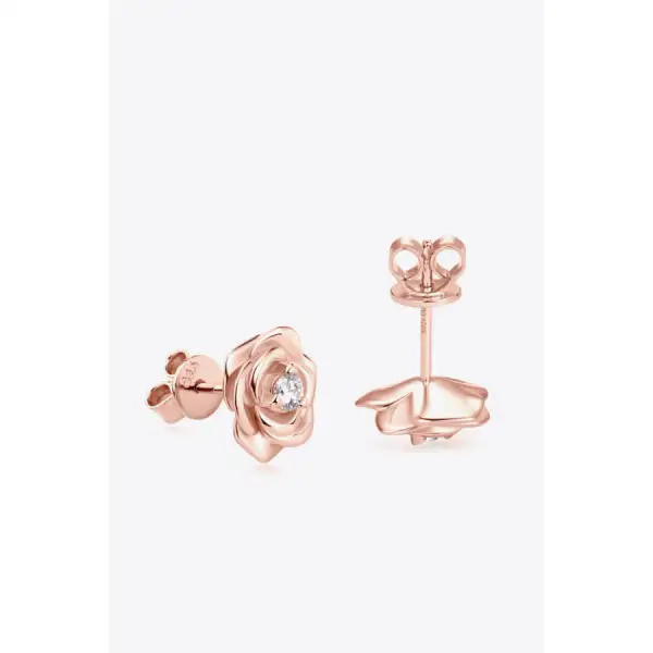 Moissanite Flower Sterling Silver Earrings