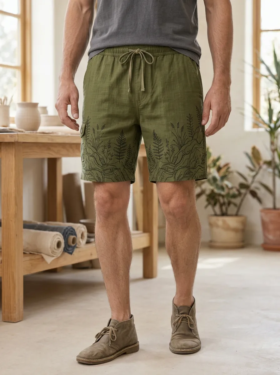 Men's Nature Botanical Fern Cargo Shorts
