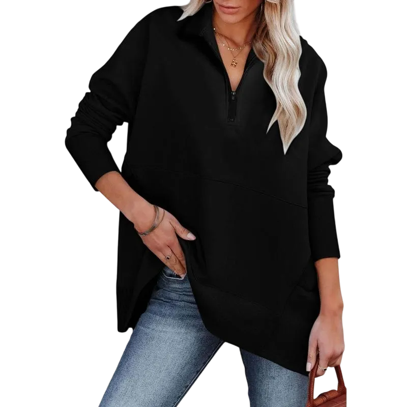 Women's Casual Oversized Half Zip Sweatshirts Long Sleeve