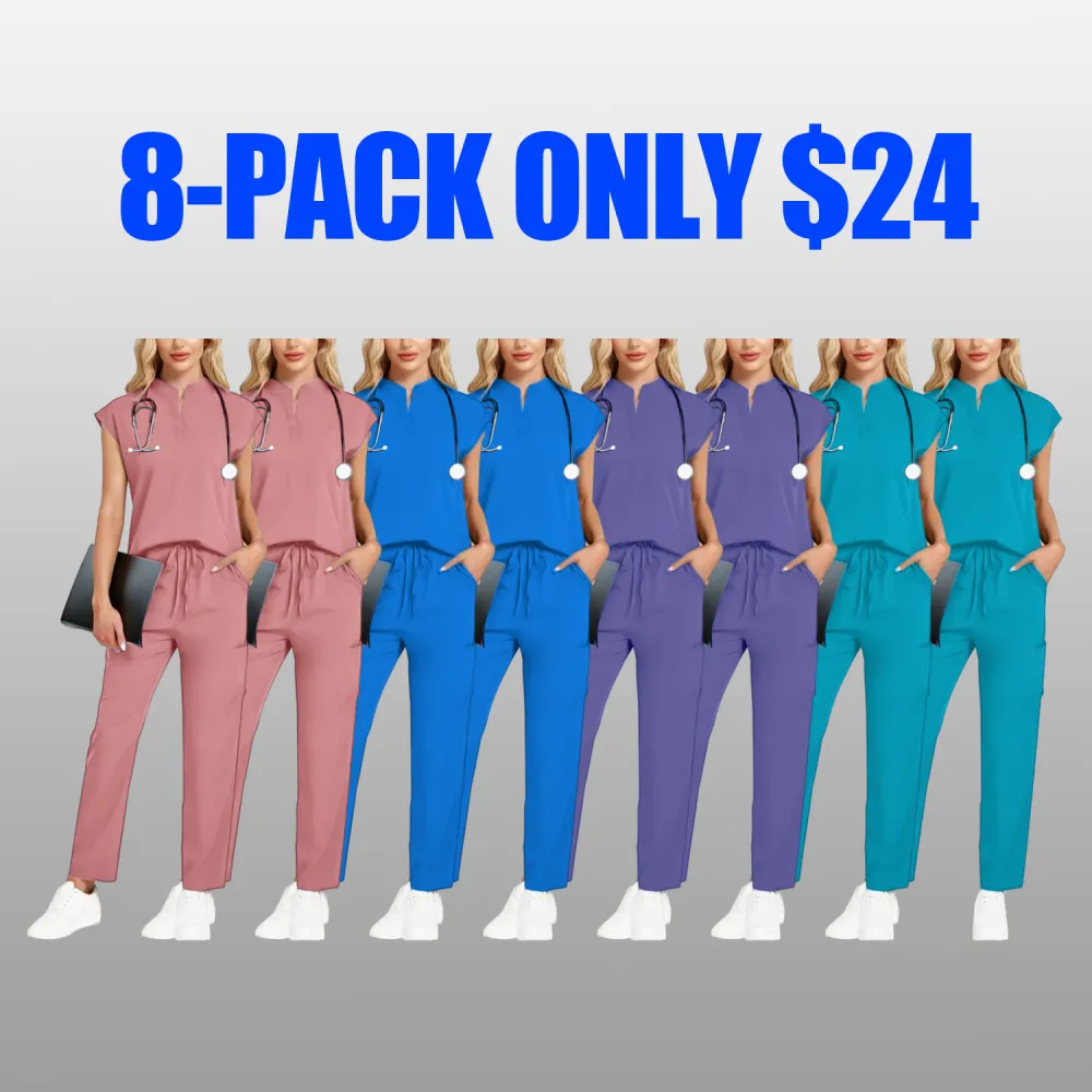 Women's V-Neck Workwear – Short Sleeve & Sleeveless Options with Inner Lining