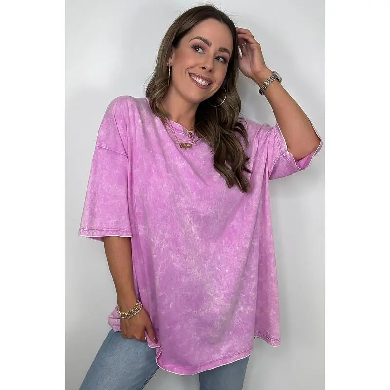 6PACK-Mineral Wash Oversized Top - BACK IN STOCK