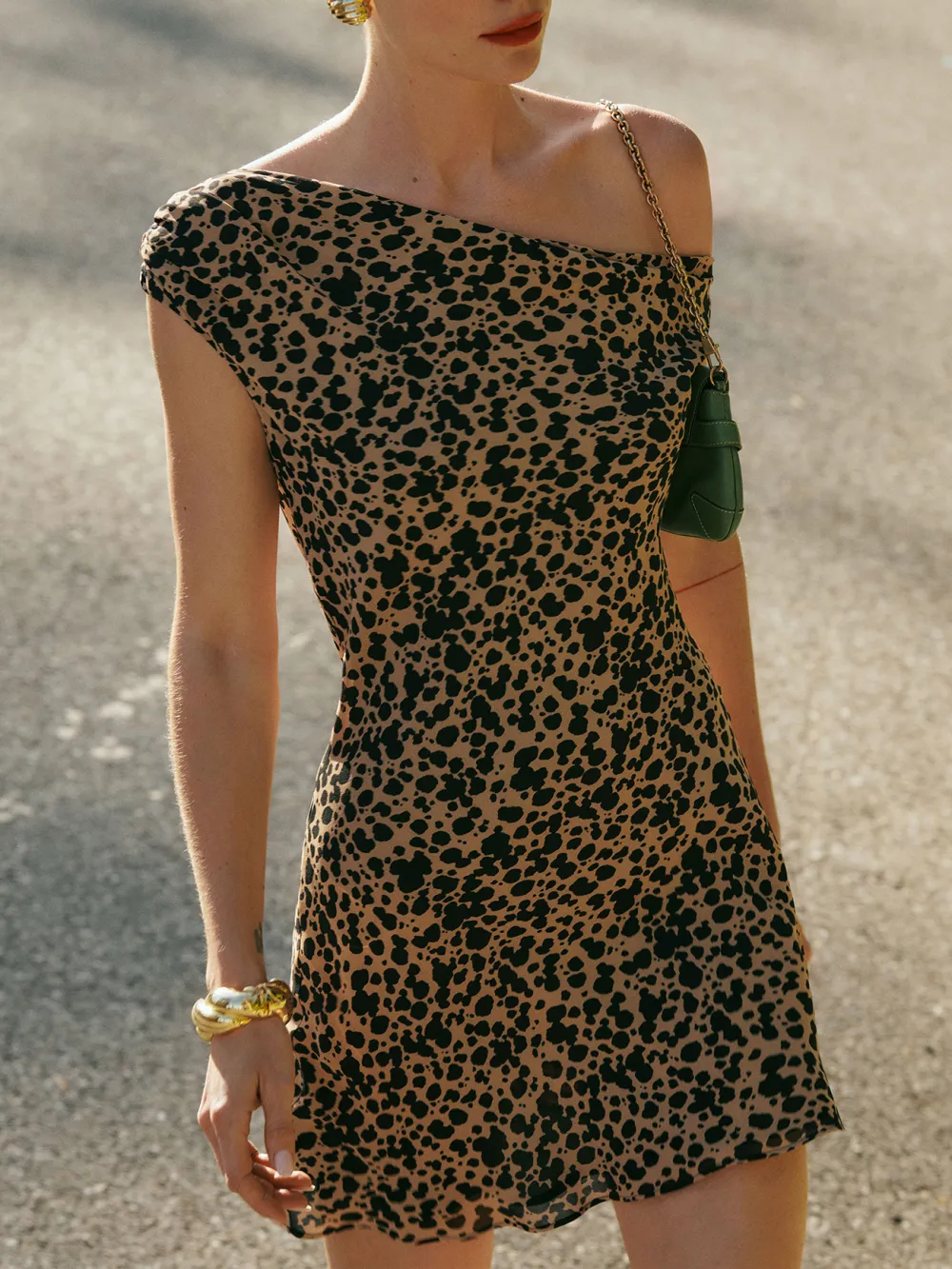 Leopard Print Off Shoulder Mini Dress