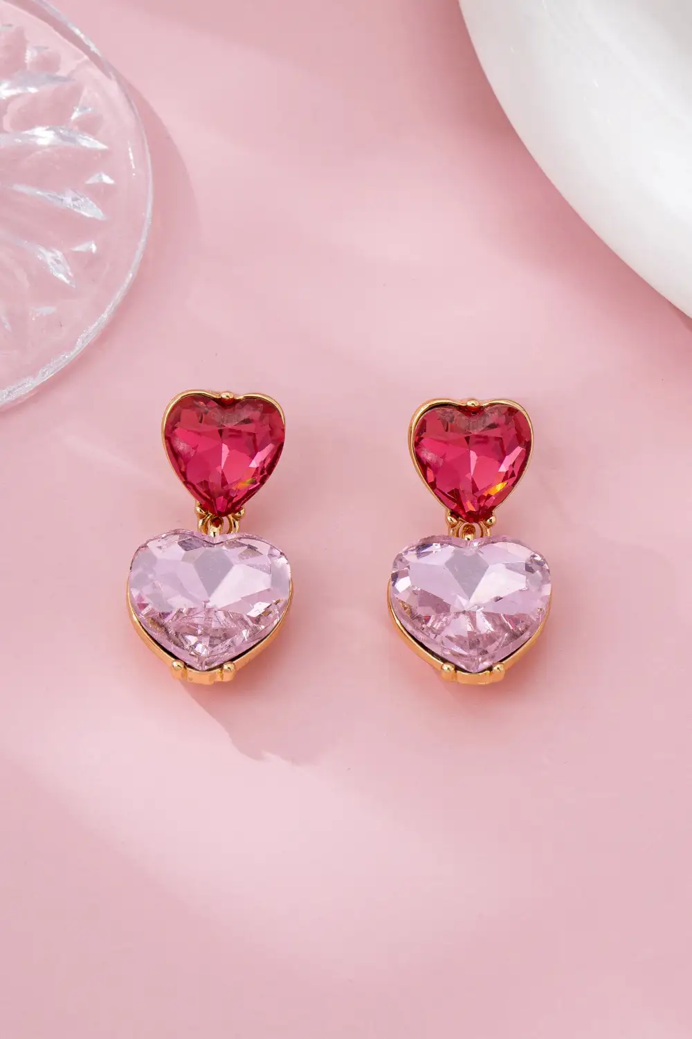Amethyst Rose Crystal Double Heart