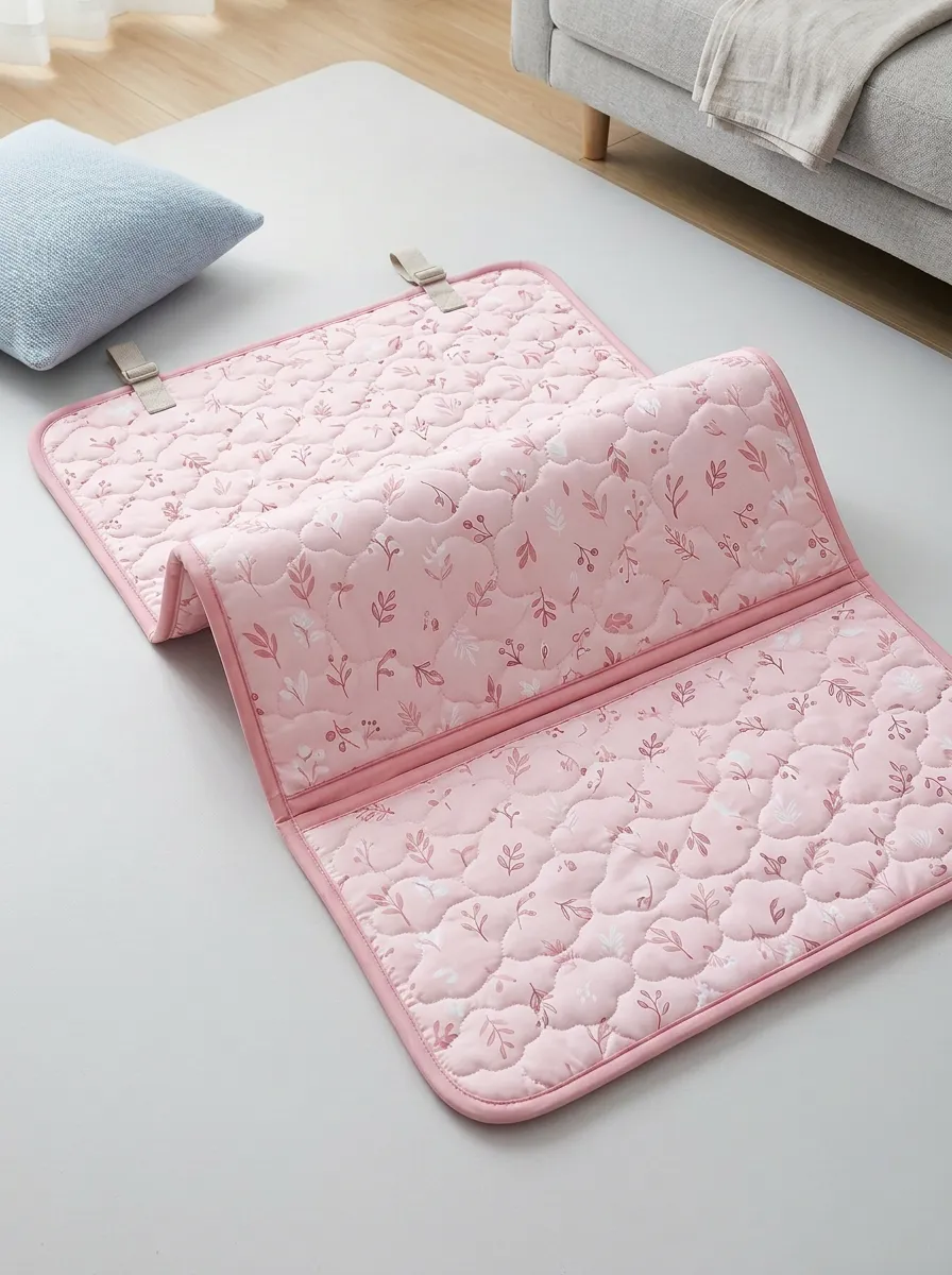 Blue Botanical Floral Quilted Pattern Cooling Mat