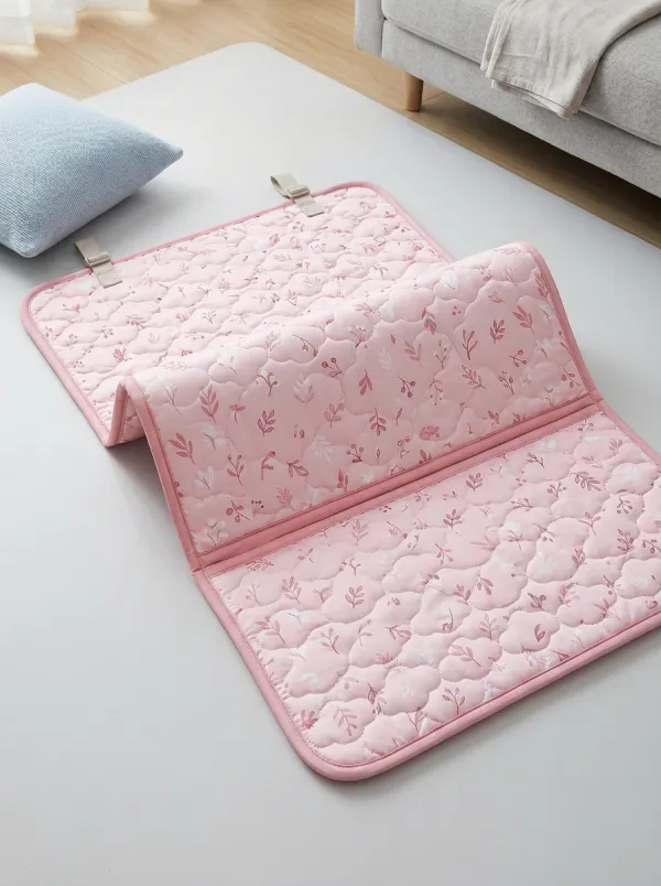 Blue Botanical Floral Quilted Pattern Cooling Mat