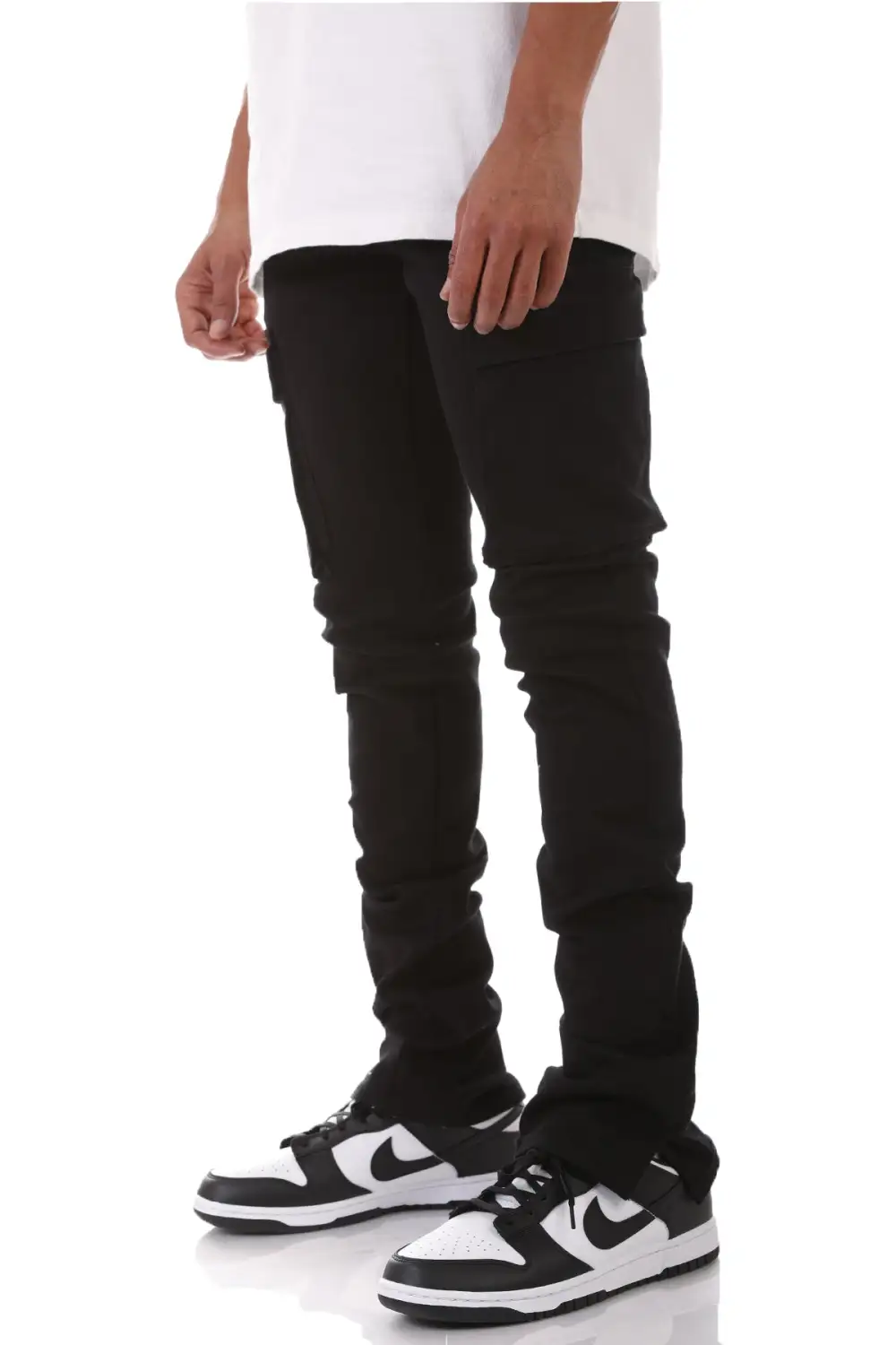 Men's Streetwear Flare Skinny Stacked Pants