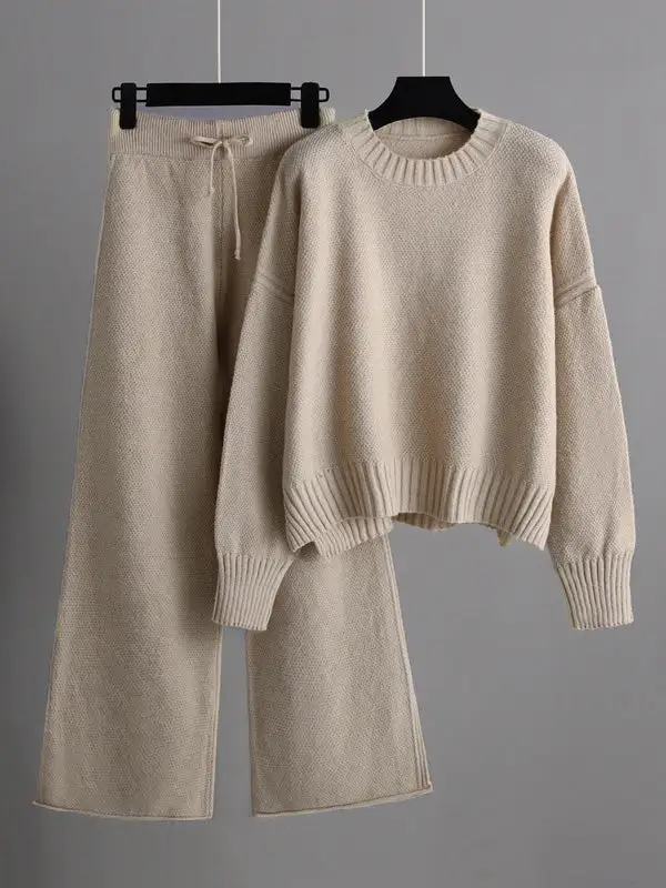 Relaxed High Low Sweater And Pants Set