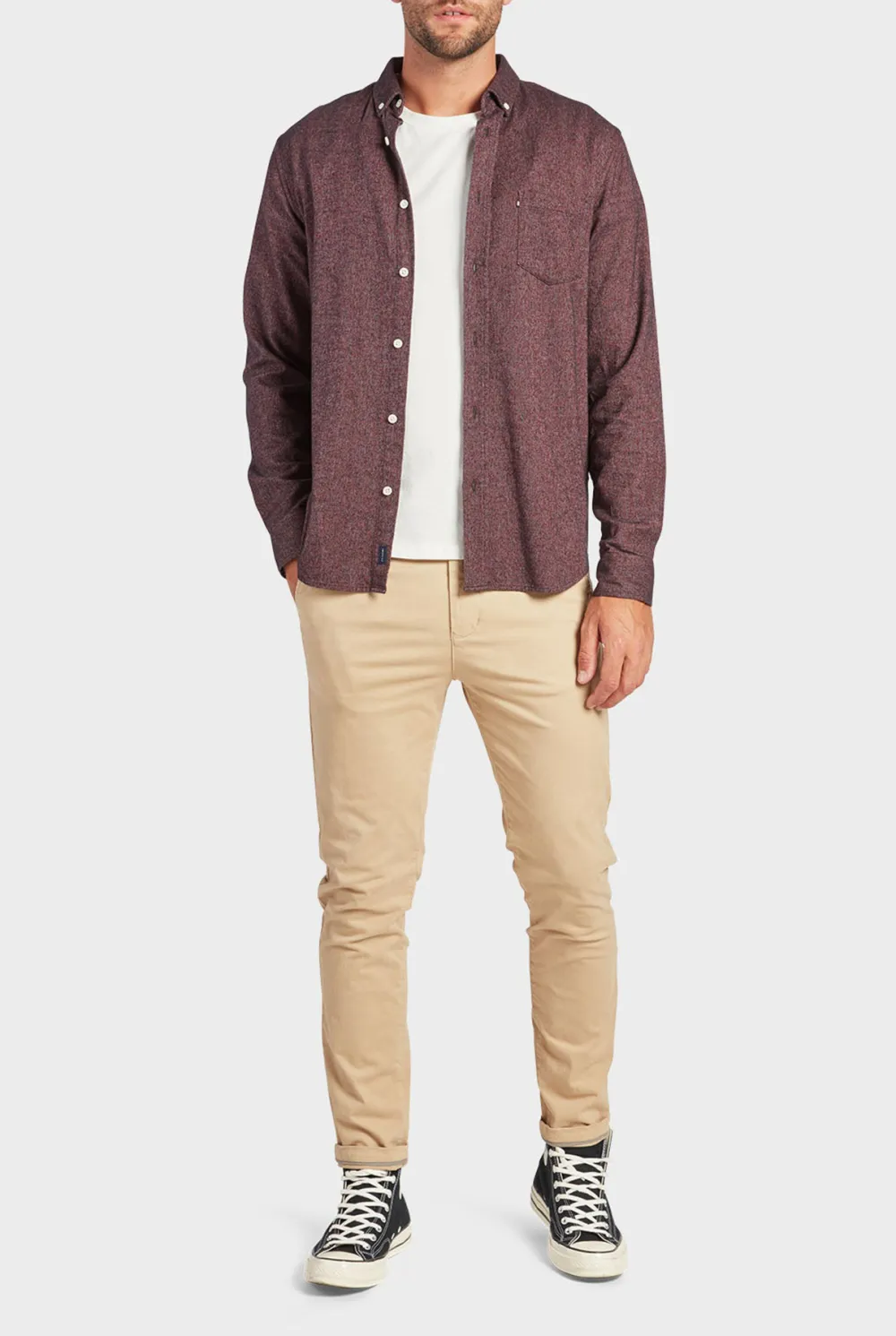 Straight Leg Cotton Twill Trousers