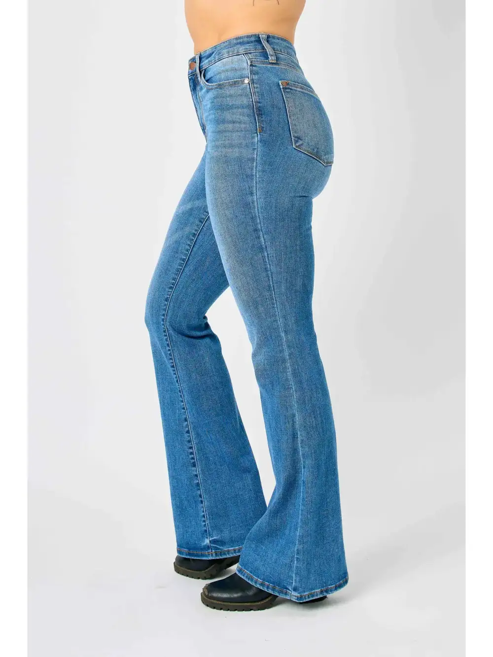 Cotton Blend Flared Casual Pants