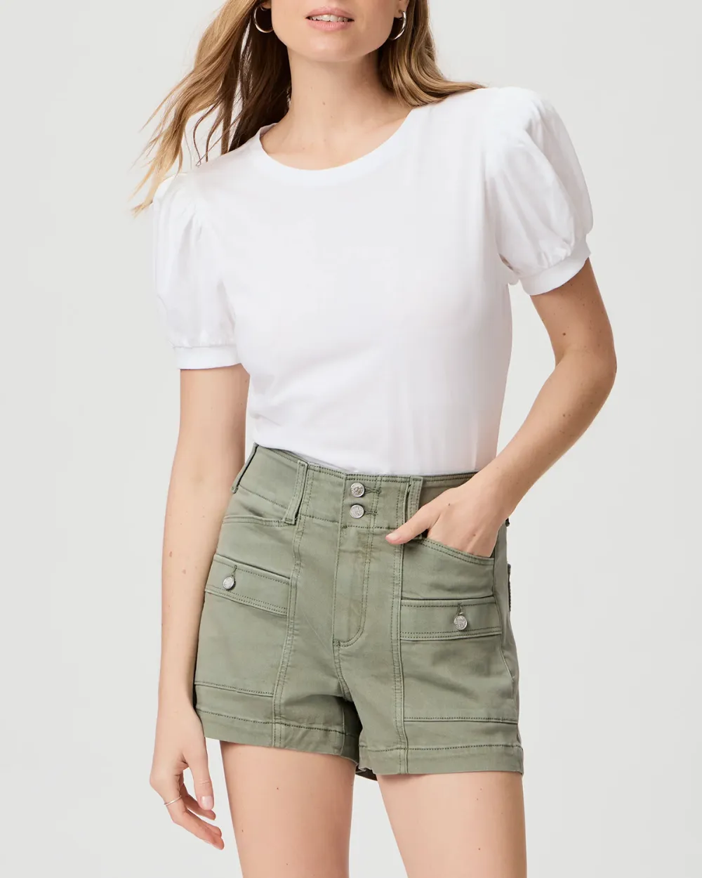 Olive Green Cargo Style Shorts