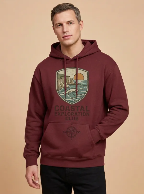Men's Summit Coastal Explorer Ocean Sunset Graphic Hoodie