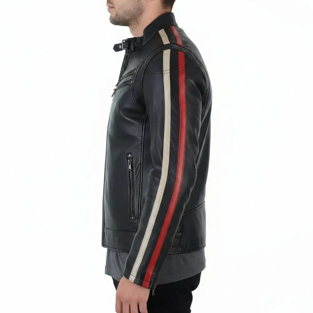 Vintage Inspired Leather Biker Bomber Motorcycle Jacket