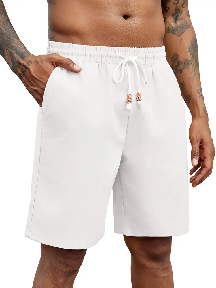 Men's Casual Drawstring Linen Blend Shorts