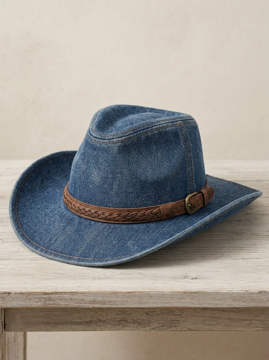 Classic Leather Look Curved Brim Breathable Men's Western Hat