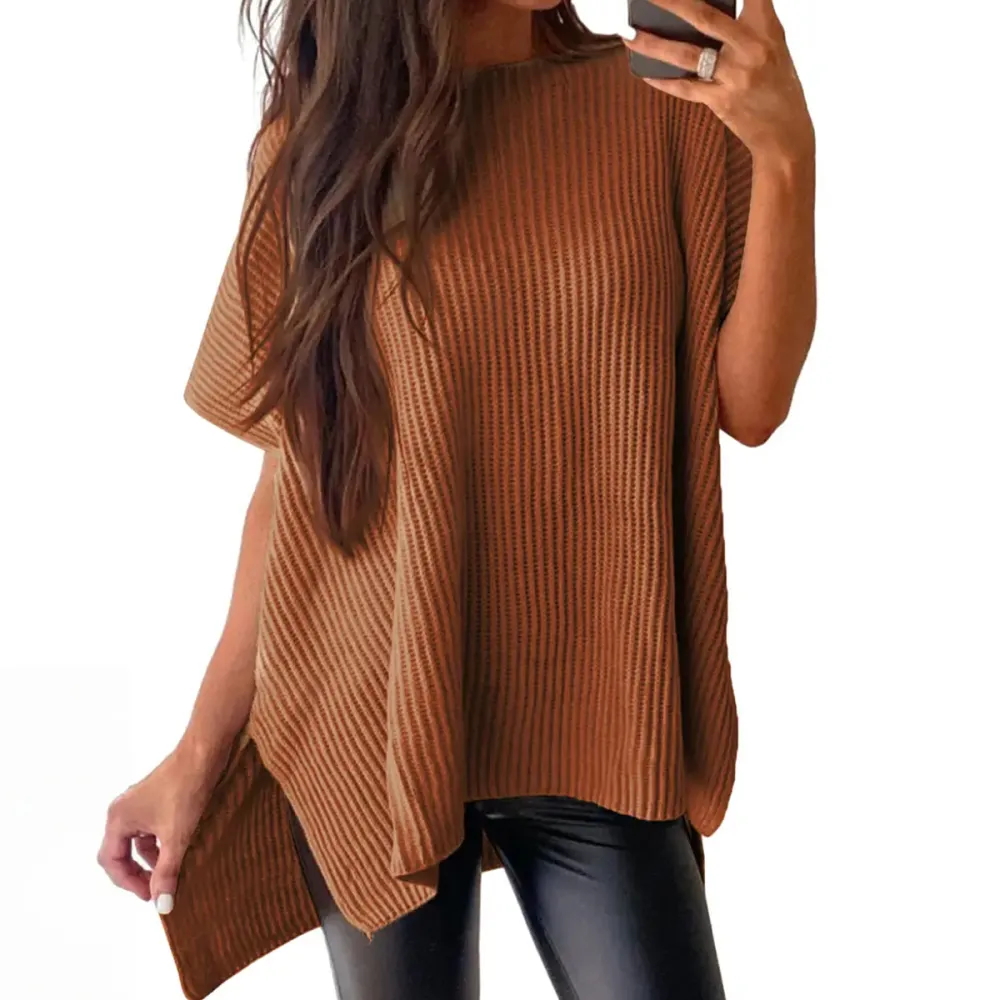 🔥Hot Sale💥 - Women's Round Neck Batwing Short Sleeve Loose Knit Top