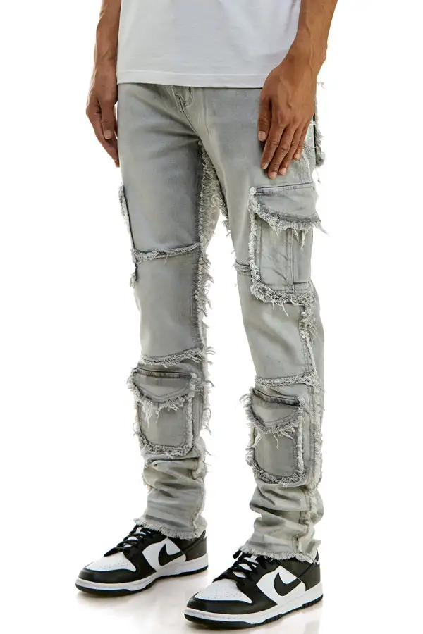 Men's Skinny Raw Hem Cargo Jeans