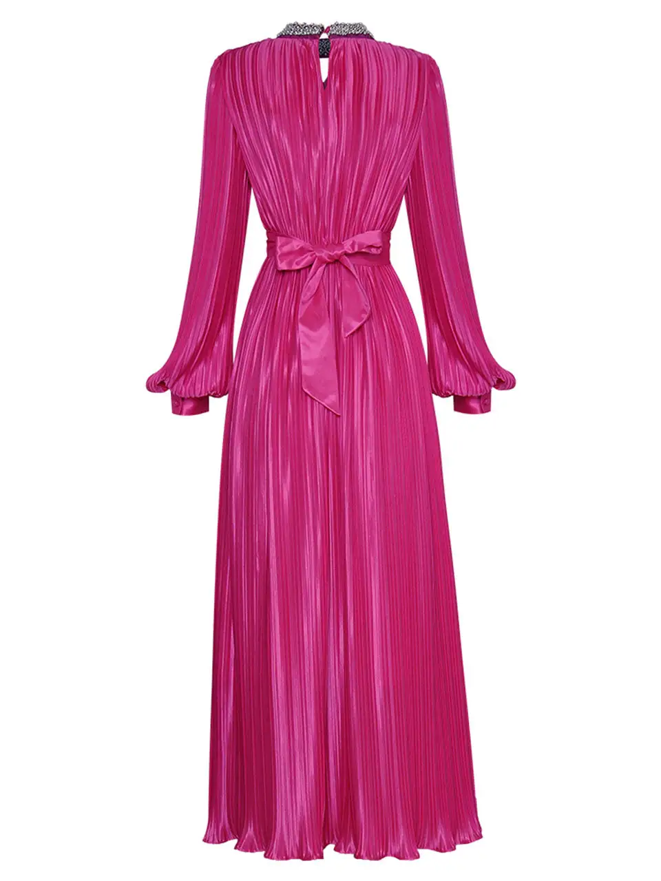 Satin Pleated Romantic Maxi Dress