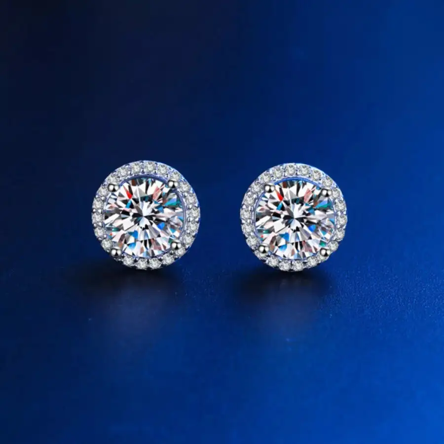 Glossy Sterling Silver Stud Earrings