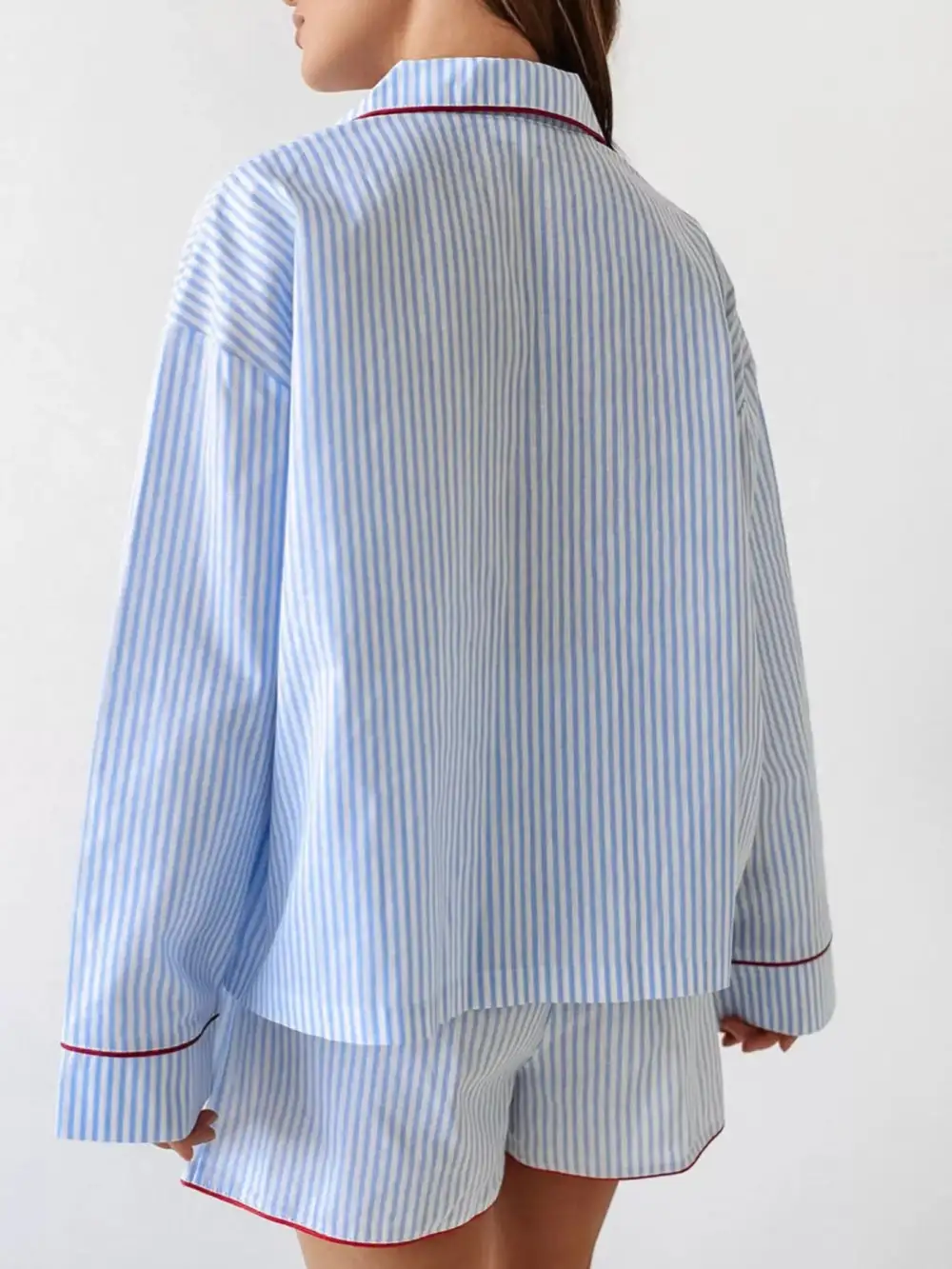 Comfortable Everyday Pajama Set Vertical Stripes