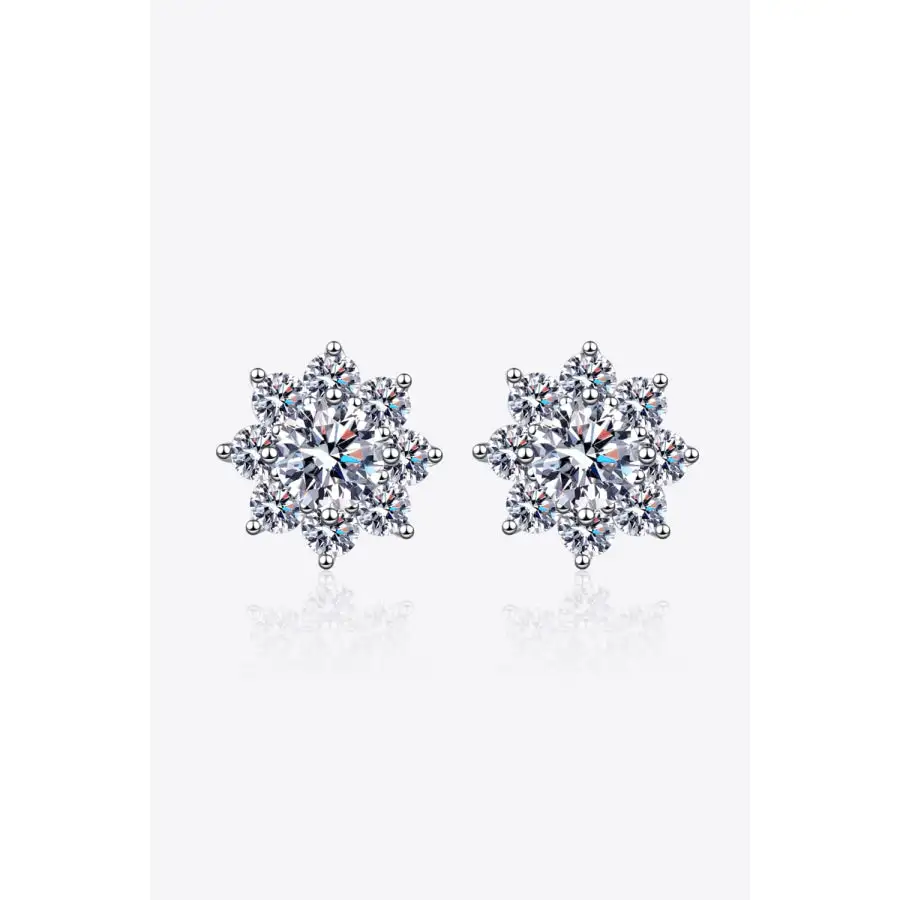 Moissanite Sterling Silver Flower Earrings