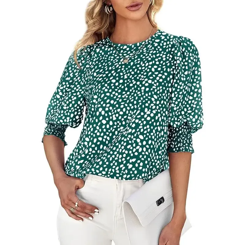 Women's Polka Dot 3/4 Sleeve Blouse
