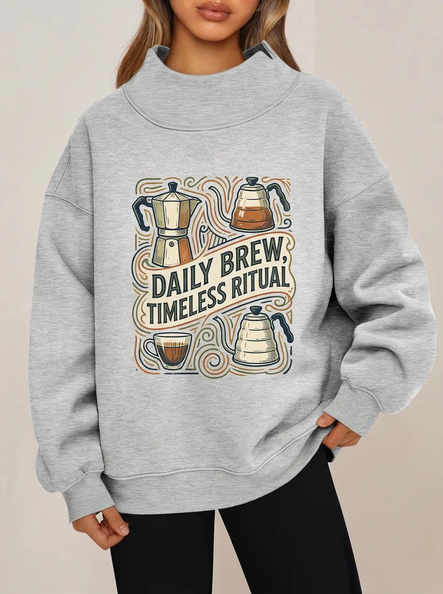 Women's Coffee Lover Daily Brew Printed Sweatshirt
