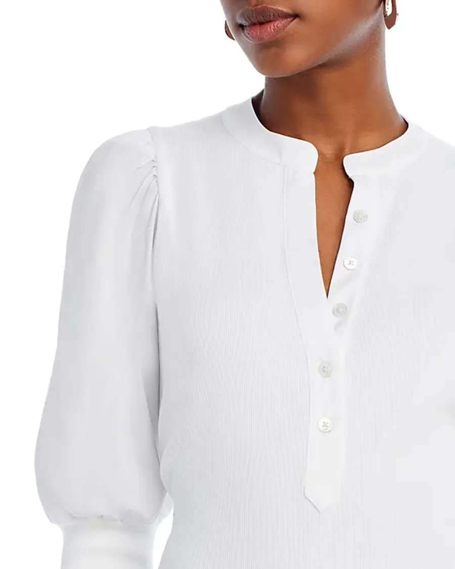 V-Neck Button Front Top
