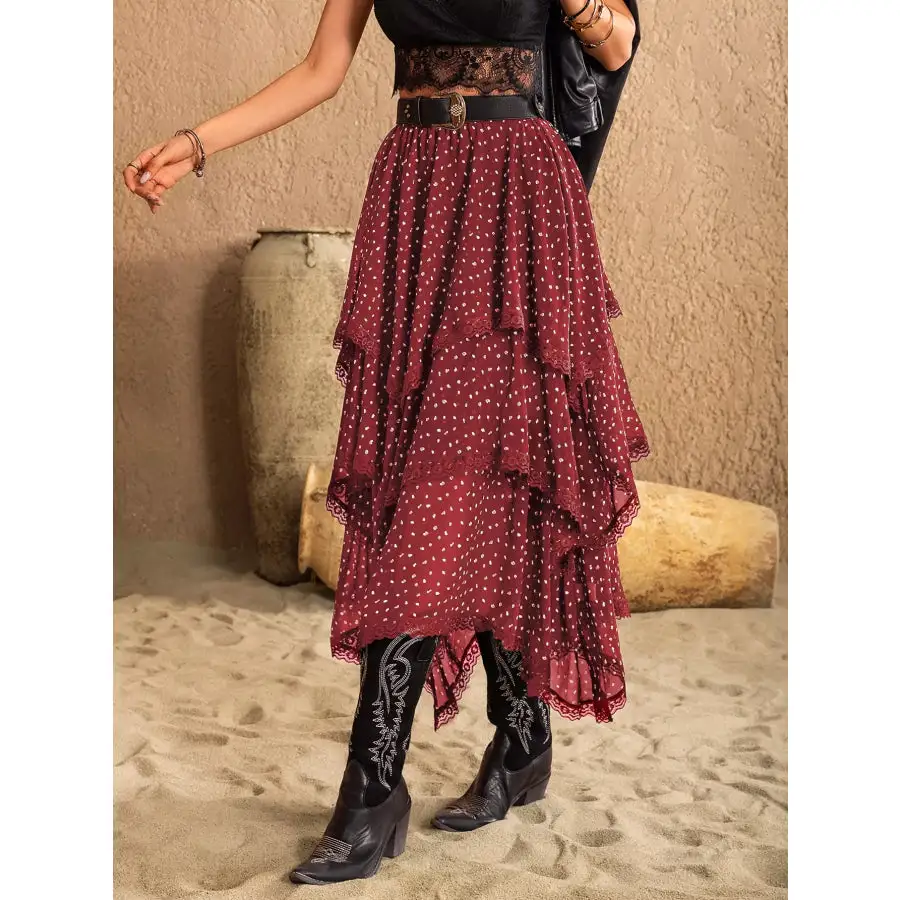 Lace Detail Layered Skirt
