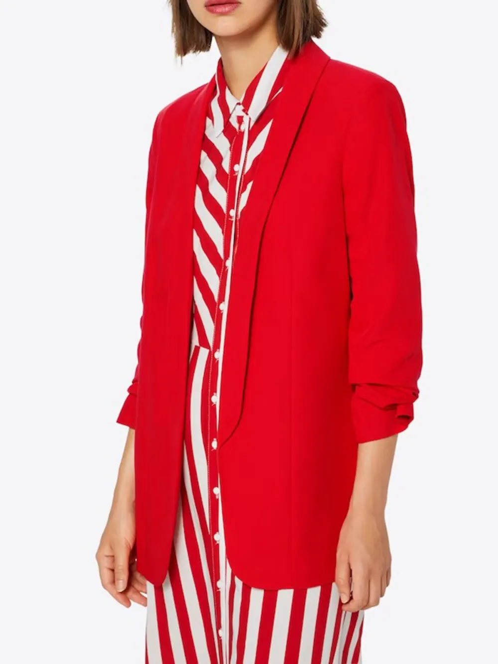 Red Plain Colored Soft Feel Blazer
